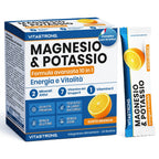 Vitastrong Magnesio y Potasio Fórmula 10 en 1, Sobres de Suplemento Multivitamínico de Potasio y Magnesio, 24 Barras con Vitamina C y Complejo B, Sin Sacarosa, Sin Gluten, Sabor a Naranja