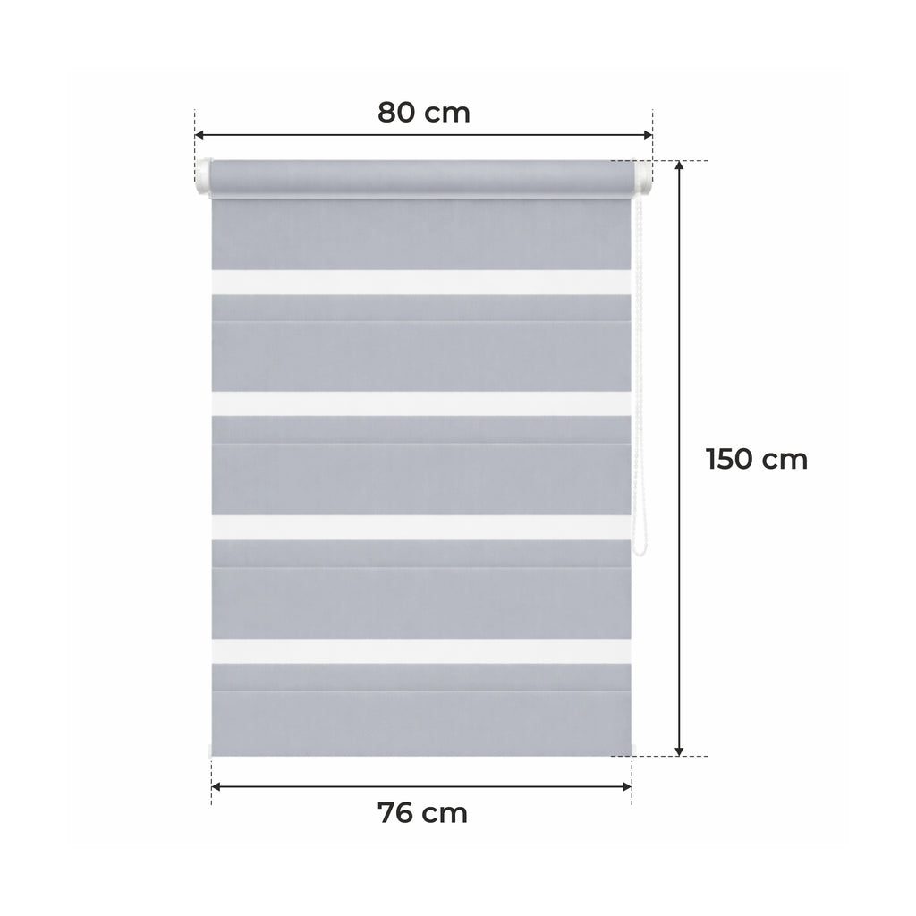 Persiana Día y Noche - Gris Claro - 32 Tamaños - BOJANEK Día y Noche - Instalación No Invasiva, Sin Necesidad de Taladrar, Ajuste por Cadena, Soportes Ajustables para Diferentes Grosos de Ventanas, Diseño Moderno, Protección de Luz y Privacidad, Perfecta