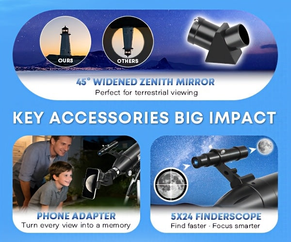 Telescopio refractor de 80 mm para observación de estrellas y luna | diseño funcional