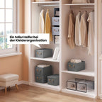 6 piezas de caja de almacenamiento con tapa, cajas de tela, cesta de almacenamiento con asas, cubo de almacenamiento, caja plegable para ropa, juguetes, caja plegable gris