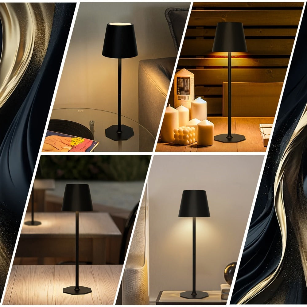 Lámpara de escritorio inalámbrica, paquete de 2, lámpara LED portátil, alimentada por interfaz USB, con función de atenuación ajustable de 3 colores, adecuada para restaurantes, dormitorios/bares, fiestas al aire libre/camping/luces nocturnas de cafetería