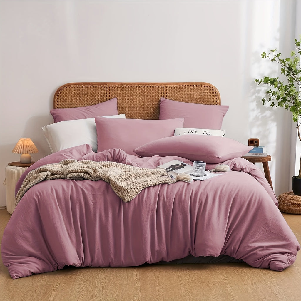 Juego de cama de color liso suave y cómodo para cama individual, sábana de algodón de 135X200Cm y funda de almohada de 80X80Cm con cremallera