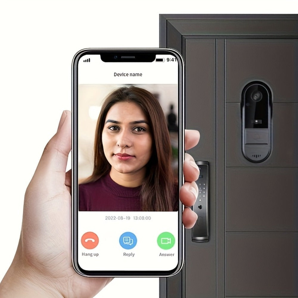 Cámara de Video Timbre Inalámbrica Wi-Fi, Cámara de Video Timbre Interior/Exterior, Detección Humana por IA y Alertas Instantáneas, Visión Nocturna HD 1080P, Audio Bidireccional, Monitor Interior en Tiempo Real, Alimentación USB, Batería de Larga Duración