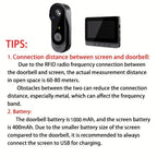 Timbre de video sin varillas con pantalla de 4.3 pulgadas, kit de cámara de seguridad para timbre sin varillas que incluye visión nocturna, intercomunicador bidireccional, grabación de imágenes y vídeo, almacenamiento ampliable con tarjeta SD, apto para v
