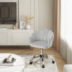 1 Silla de oficina para el hogar, Silla de escritorio, Silla de maquillaje, Silla de terciopelo con respaldo en forma de pétalo - Cómoda y hermosa, Silla giratoria con ruedas, Altura de silla ajustable, Base de metal, Fácil de montar