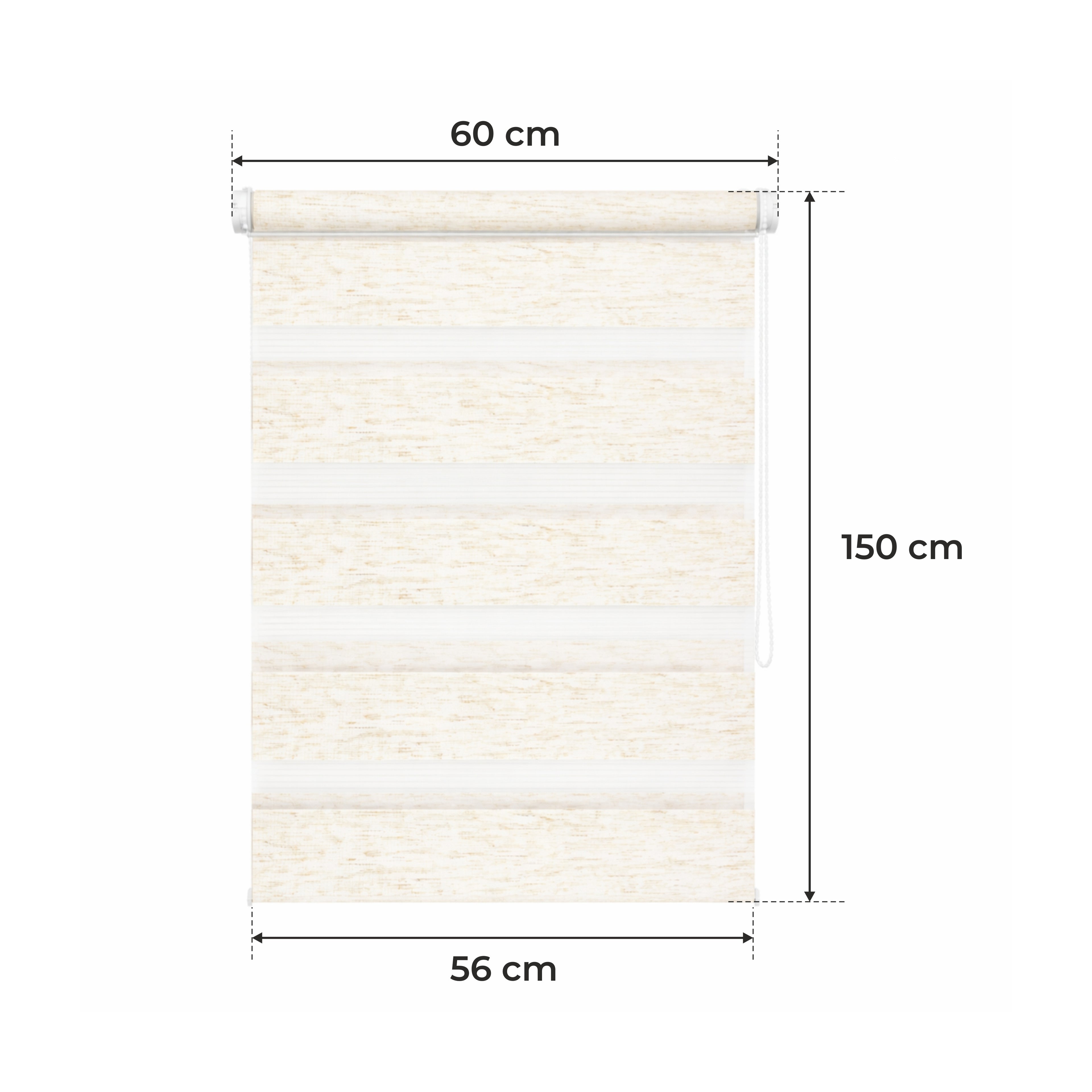 Persiana Día y Noche - Beige Melange - 32 Tamaños - BOJANEK Día y Noche - Instalación No Invasiva en Ventanas, Sin Necesidad de Taladrar, Ajuste por Cadena, Soportes Ajustables para Diferentes Grosos de Ventanas, Diseño Moderno, Protección de Luz y Privac