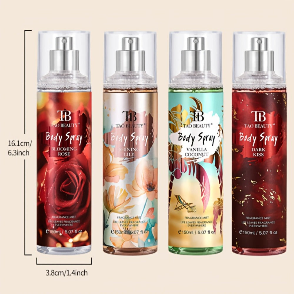 4 Piezas de Perfume Corporal y para Cabello - Crean un Encanto Irresistible, Fragancia Duradera para Todas las Estaciones, Ideal para el Día a Día, Citas o Ocasiones Especiales