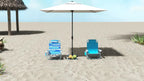 Silla de playa plegable, ligera, silla de camping con respaldo ajustable, reposacabezas, bolsillos laterales, correas para los hombros, soporte para toalla y reposabrazos, silla plegable, silla para exteriores (Azul)