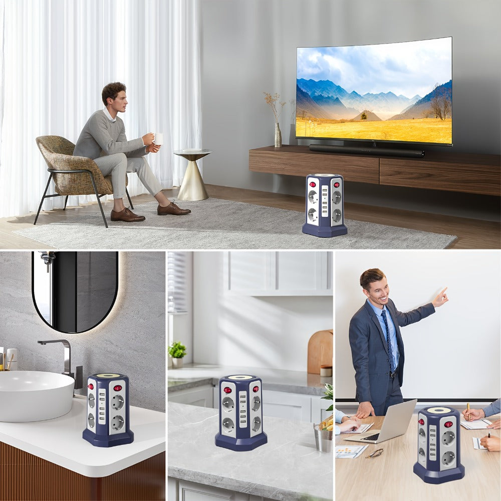 Regleta eléctrica con cable 3 m | Hogar oficina taller y dispositivos