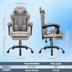 Silla Gaming Ergonómica con Reposapiés y Soporte Lumbar Ajustable, Ideal para Adultos en la Oficina en Casa o Configuración de Gaming - Color Gris