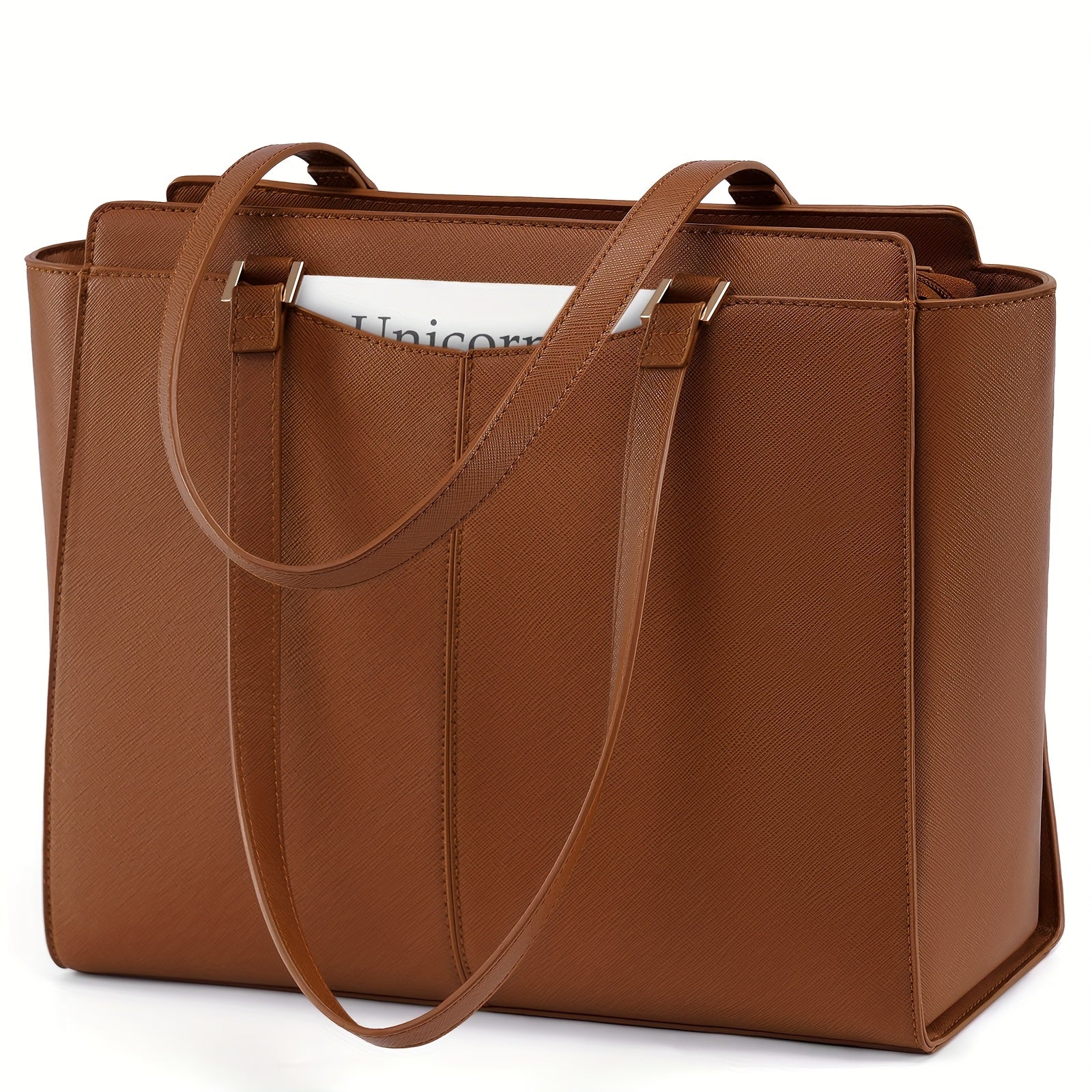 RAINSMORE Bolso para portátil de 14 pulgadas para mujer, bolso de mano de cuero sintético , bolso de hombro para desplazamientos, adecuado para oficina de negocios y escuela, , talla M