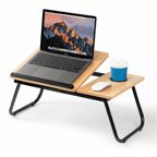 Mesa plegable para cama y sofá con altura ajustable de 5 niveles, bandeja con superficie ajustable y portavasos, mesa pequeña multifunción para ordenador, libros, trabajo y estudio en casa (56x32x25cm)