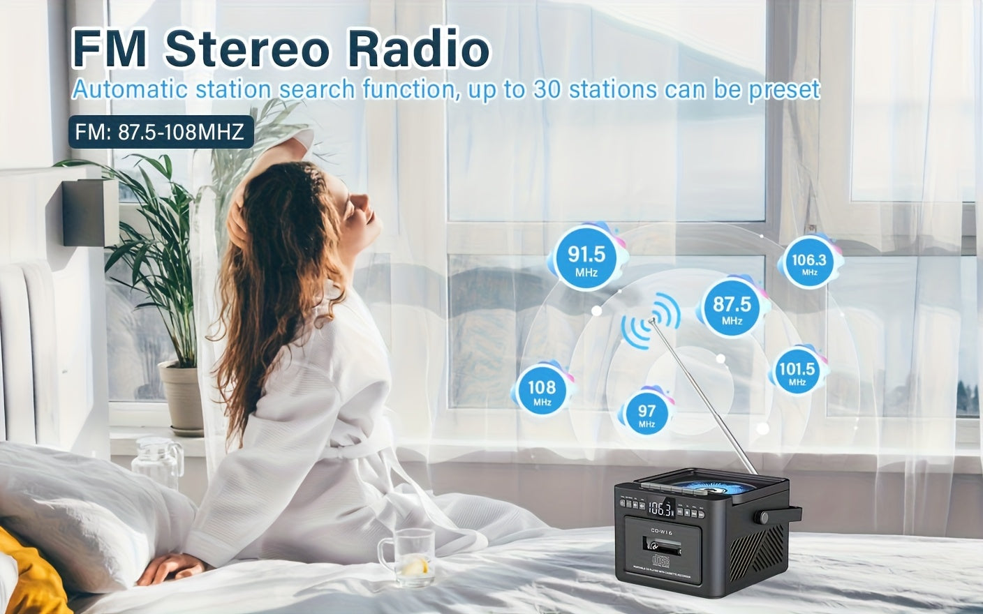 Reproductor portátil de CD y casete para música, radio y grabación
