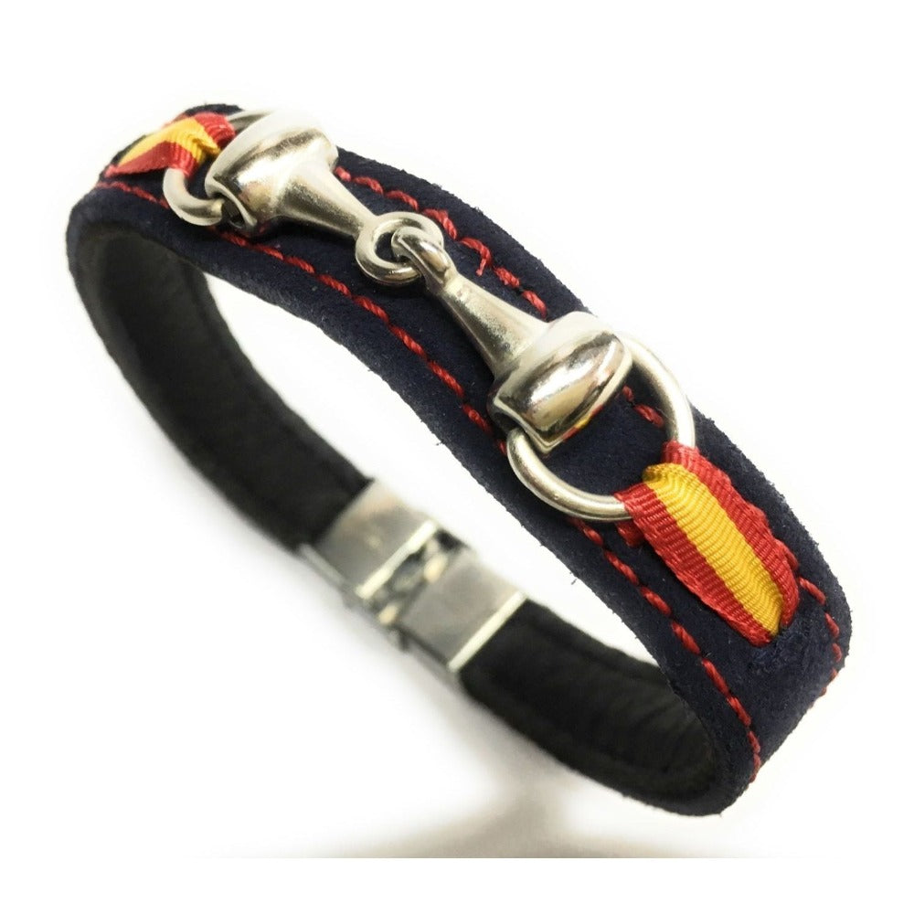 Pulsera De Cuero Figura Estribo y Figura Caballo | Bandera De España | Complementos de Moda Unisex