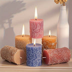 6 Piezas de Moldes de Silicona para Velas, Moldes de Resina en Forma de Cilindro y Pilar de Flores 3D para Hacer Velas, Moldes para Fundición de Resina y Manualidades DIY, Velas 3D, Aromaterapia, Decoración de Yeso y Adornos para el Hogar