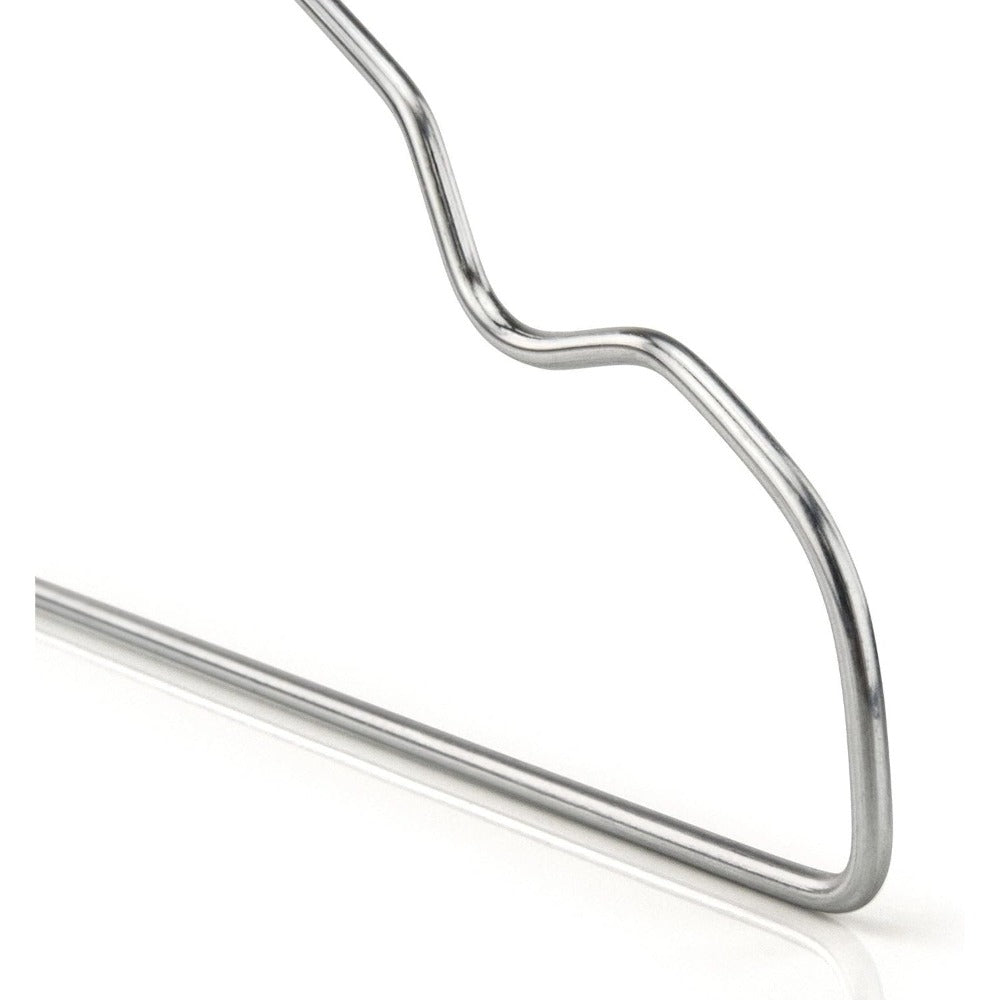 HOME PRO - Juego de 100 perchas de metal cromado ahorradoras de espacio - 40Cm con correas ranuradas y barra para pantalones - Ganchos anti-deslizantes para ropa y armario