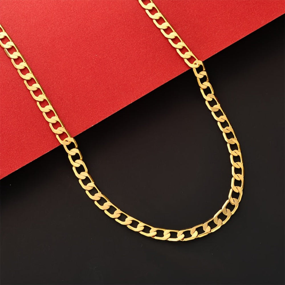 925 Plata Brillante, Collar Cubano de Oro de 7Mm, Adecuado para el Estilo de Calle Diario, Conjunto de Pareja Coincidente, Viene con una Caja de Regalo Delicada.