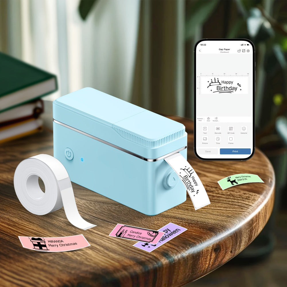 Dispositivo de Etiquetadora P31B con Cinta, Impresora Térmica Compacta, Impresora de Etiquetas Inalámbrica para Organizar Almacenamiento en Oficina y Hogar, Mini Creador de Stickers con Varios Plantillas