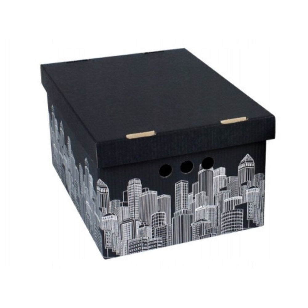 Caja de almacenamiento decorativa de cartón, 1 pieza, con estampado, para ropa, artículos pequeños, documentos, ideal para hogar, oficina o armario, dimensiones: 35x26.3x18.6 cm