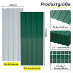 22 piezas de láminas trapezoidales de acero galvanizado de alta resistencia con tornillos y 200 clavos - Paneles de metal corrugado para techos, revestimiento de paredes, vallas, cobertizos y estructuras al aire libre (Negro/Gris, 108x42.6cm, 0.25mm) - Fá