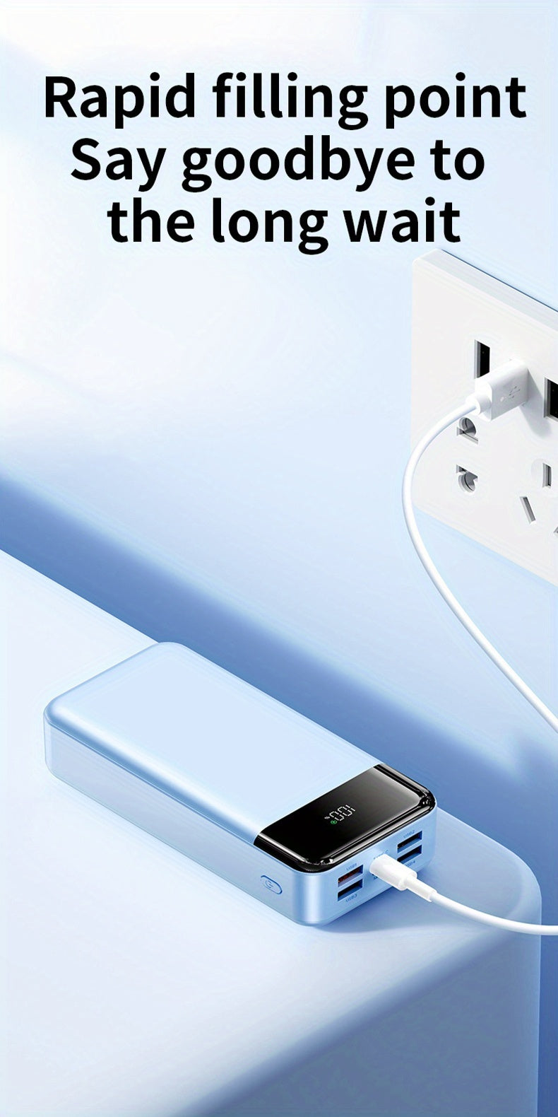 Batería externa | Un Power Bank Portátil de Alta Capacidad con Carga Rápida de 50000Mah, Cuatro Puertos USB, Interfaz Tipo-C y Micro, Adecuado