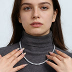 Joyería de plata 925 para mujer, cadena de tenis con pedrería completa, collar de moissanita de 0.3 quilates, lujo ligero y brillante, accesorios de diseño de nicho de alta gama, el mejor regalo para Navidad, San Valentín, cumpleaños o cita nocturna, con
