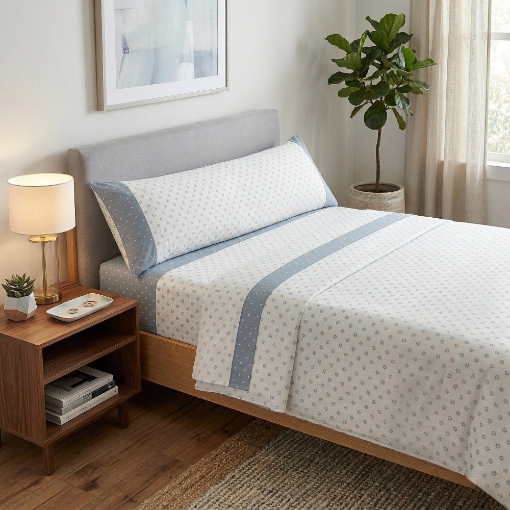 Juego de cama de 3/4 piezas apto para todas las estaciones, que incluye una sábana, una sábana ajustable y fundas de almohada. Medidas: 90 cm, 105 cm, 135 cm, 150 cm y 180 cm
