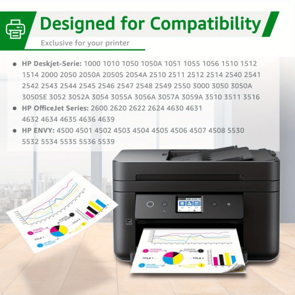 Reemplazo de cartucho de tinta 301XL negro y de tres colores para HP 301XL Funciona con HP DeskJet 1000 1050 1055 1056 1510 1513 1517 2000 2050 2510 2540 OfficeJet 2620 2622 Envy 4500 4502 5530 5532 Impresora, paquete de 2