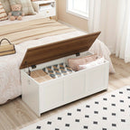 Cofres de Almacenamiento, Bancos con Compartimentos, Cajas de Juguetes con Tapas, Unidades de Almacenamiento de 100 cm, Cofres con Bisagras de Seguridad, Entrada, Dormitorio, Sala de Estar, en Acabados Blanco y Nogal, Troncos