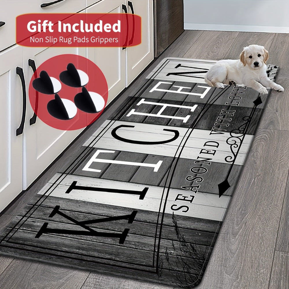 1 alfombra de cocina antideslizante premium - Alfombra de piso de poliéster duradera para cocina - Alfombra de pasillo, baño y cocina lavable y fácil de limpiar, accesorios de cocina - Decoración del hogar
