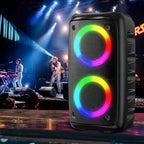 Altavoz Bluetooth | Altavoz Boombox Inalámbrico con Subwoofer: Gran Altavoz Estéreo para Exteriores Equipado con Iluminación RGB y Capacidad TWS