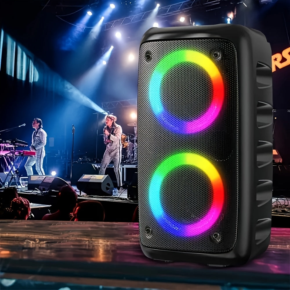 Altavoz Bluetooth | Altavoz Boombox Inalámbrico con Subwoofer: Gran Altavoz Estéreo para Exteriores Equipado con Iluminación RGB y Capacidad TWS