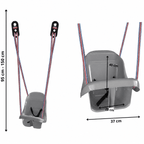 Colgacama tipo cubo para niños con cinturón de seguridad y cuerdas ajustables, asiento con respaldo alto y protección lateral, polipropileno duradero resistente a las condiciones climáticas y radiación UV, colgacama fácil de limpiar para el jardín, terraz