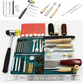 Kit de artesanía en cuero para principiantes y proyectos de bricolaje con punzón de costura, calabera, ranurador, hilo encerado y accesorios de estampado