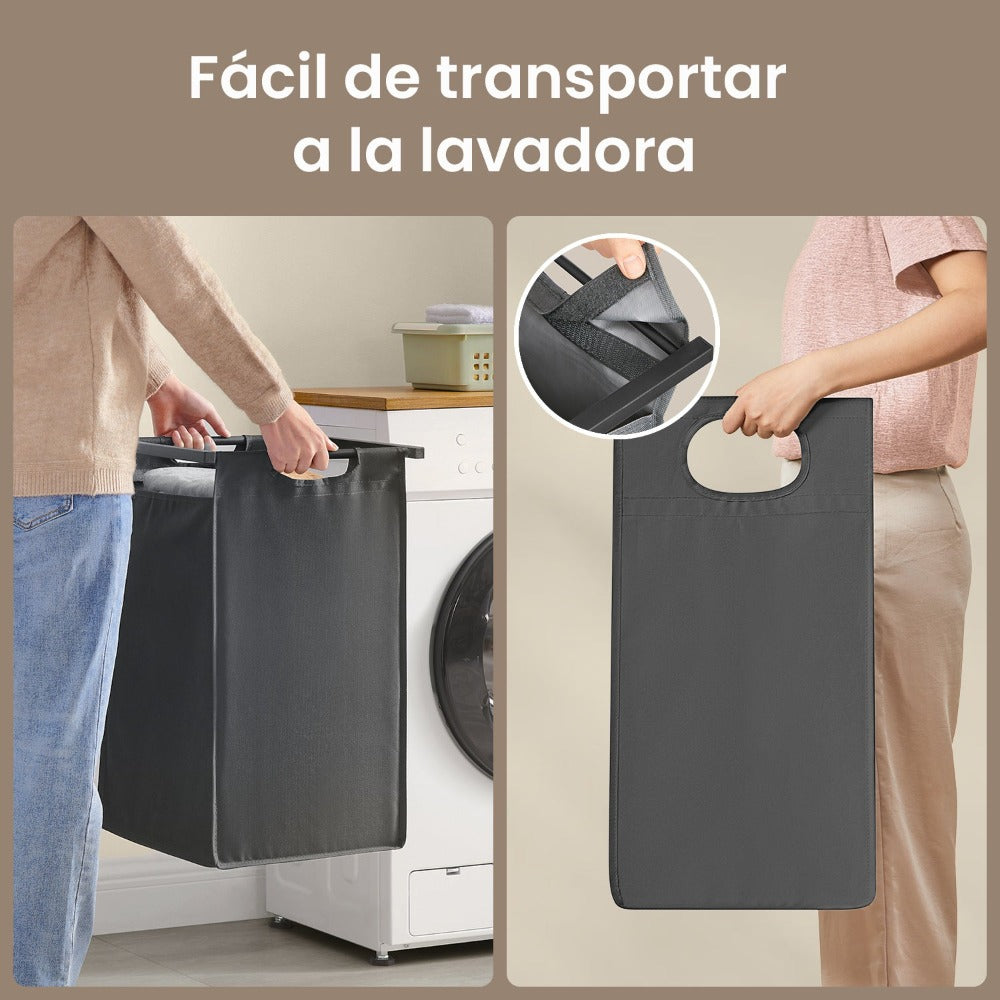 Cesto para Ropa Sucia, Cesta Colada, Estante, Marco Metálico, 2 x 46 L, 73 x 33 x 72 cm