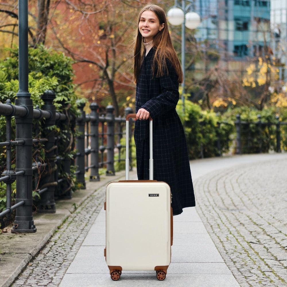 3 piezas de equipaje de cabina Kono de 20/24/28 pulgadas, equipaje de mano, pequeño, PC+ABS, carcasa dura, ligero, duradero, bolsa de viaje con ruedas dobles giratorias, cerradura de seguridad TSA
