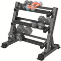 Estante de Pesas de 3 Niveles para Uso Comercial/Residencial - Ancho Ajustable (5.08cm-12.95cm), Soporte de Pesas con Capacidad de 1100 kg, Equipo de Gimnasio con Patas de Goma Antideslizantes, Ahorra Espacio - Estructura Estable para Gimnasio en Casa, Fá
