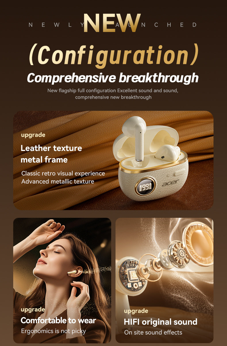 Auriculares Bluetooth | Acer Ohr Auriculares inalámbricos de 13.82 metros, calidad de sonido estéreo, auriculares con reducción de ruido en