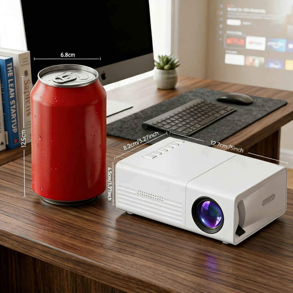 Proyector | Mini Proyector Portátil AOC, Beamer LCD con Altavoces Incorporados y Control Remoto, Compatible con iOS, Android, Windows y PS4
