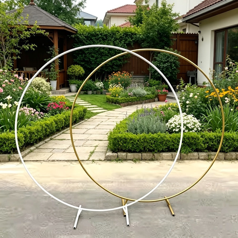 Soporte base de 2 m, trípode circular de metal para fondo, exhibidor de flores y globos, para decoración de fondo de fiesta, escena de boda, soporte de fotografía, aniversario, fiesta temática, Día de San Valentín, Halloween, Navidad, Día de Acción de Gra