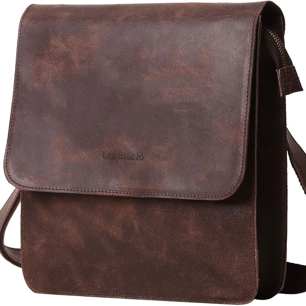 Bolso cruzado de cuero genuino para hombre Leathario, bolso de hombro de cuero genuino, bolso de gran capacidad para hombre, adecuado para uso diario, casual y de trabajo, el mejor regalo para novios, perfecto para regalar, almacén local