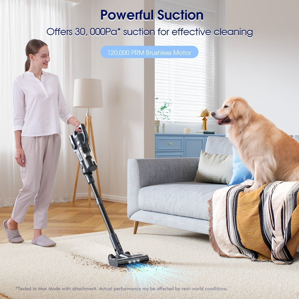 Aspiradora Inalámbrica Lubluelu 35Kpa, Aspiradora Ligera sin Cerdas Anti-Enredos, Hasta 50 Min de Autonomía, para Alfombras, Pisos de Madera Dura y Pelo de Mascotas