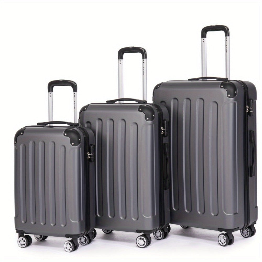 Juego de maletas familiares de tres piezas 20+24+28 pulgadas, equipaje de cabina de 20 pulgadas con ruedas universales, caja de almacenamiento para viajes de negocios, cartera ABS resistente y gran capacidad (ML-XL-set)