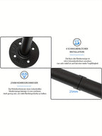 Perchero de tubo industrial de 200 cm para montar en la pared, toallero, barra para prendas de estilo vintage, riel de pared de alta resistencia para colgar y exhibir ropa, para dormitorio y lavadero