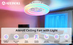 Ventilador de techo con luz de 41.5 cm, ventiladores de techo silenciosos de 25 W, regulable 3000K-6500K-RGB, 6 velocidades de viento con control remoto, temporizador, memoria de luz, ventilador reversible