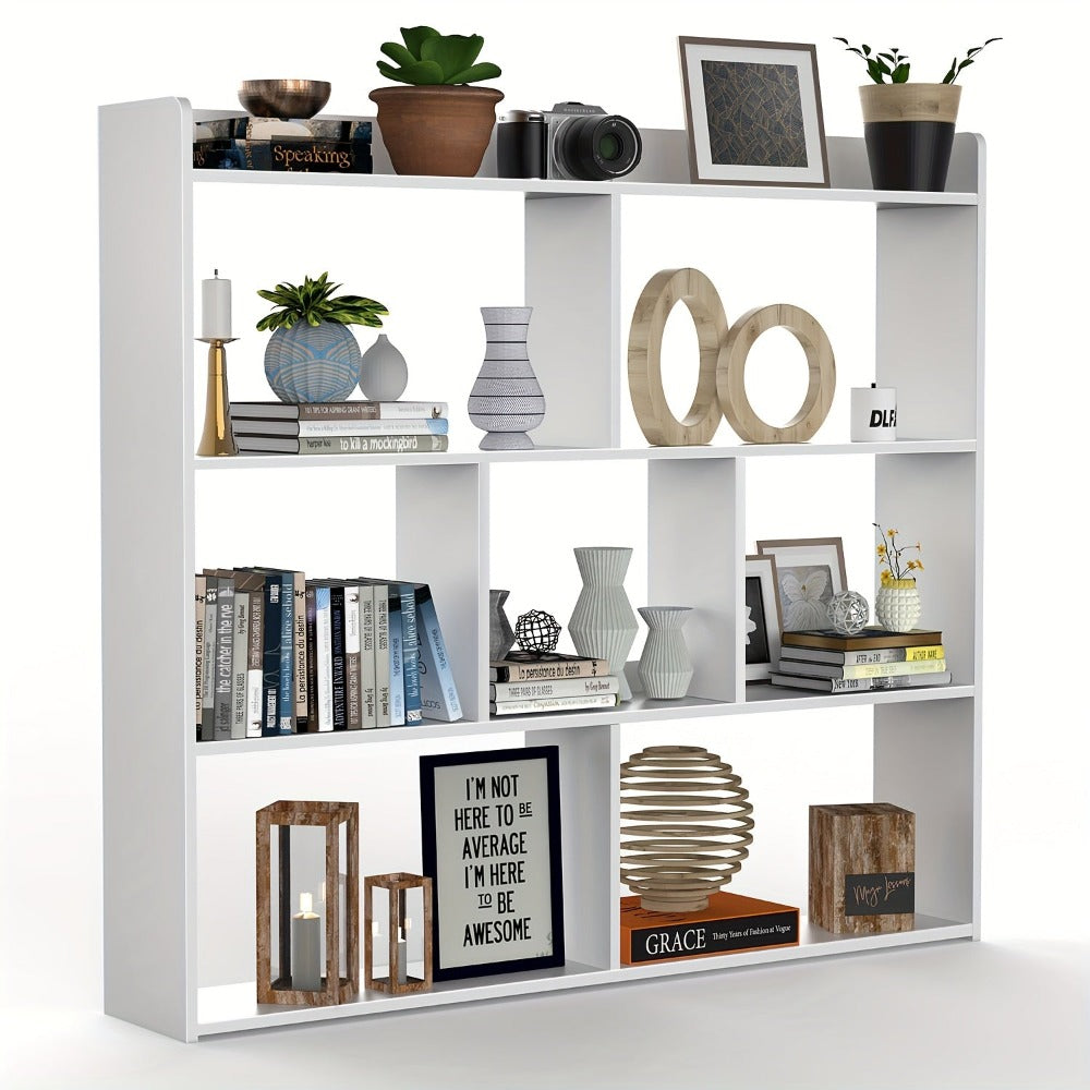 Estantería de Madera/Divisor de Ambiente 102*20*90cm, Unidad de Almacenamiento de Gabinete de Exhibición de 4 Niveles, Divisor de Ambiente, Partición, Librero, Estantería