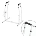 Soporte de baño móvil, ayuda de pie, ajustable en altura, con cesta de almacenamiento, barra de sujeción de baño, blanco