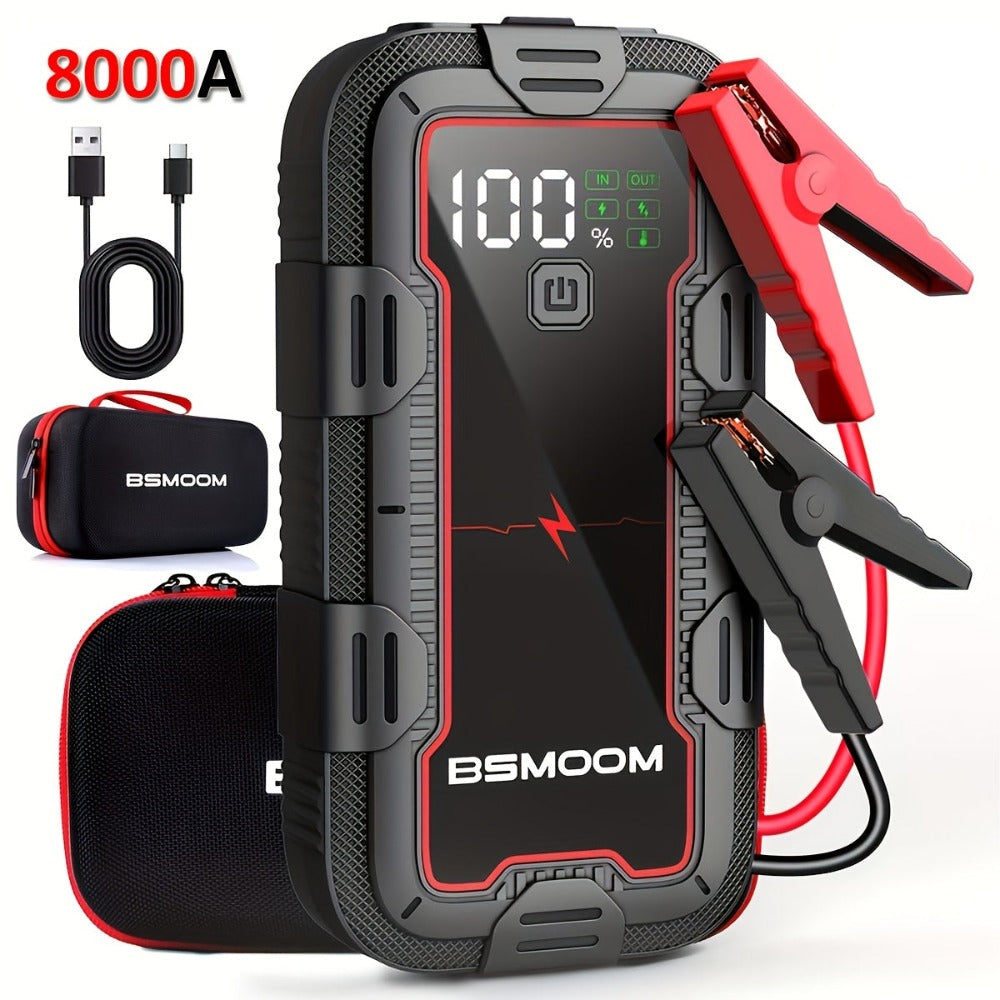 Arrancador de Coche 12V 8000A Pico, Batería Externas Auto, Caja de Arranque con Pantalla LCD y Luz LED (Compatible con Motores de Gasolina hasta 10.0L o Diésel)
