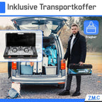 Estufa de Gas para Camping ZMC de 2 Quemadores con Adaptador LPG y Estuche de Almacenamiento – Estufa de Gas Doble con Potencia de 2.5 kW, Encendido Piezoeléctrico, Compatible con Cilindros de Gas Butano de 227g y Botellas de Gas LPG – Estufa de Gas Portá