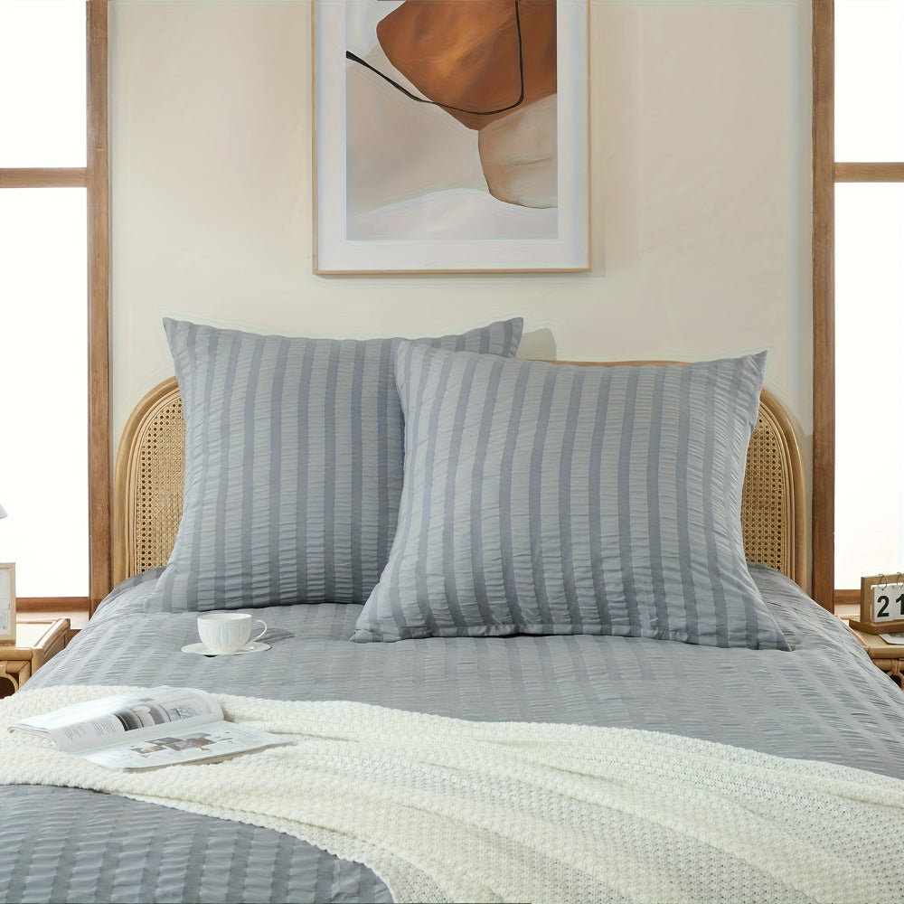 1 funda nórdica de gasa con burbujas y rayas en relieve, ropa de cama sencilla con cierre de cremallera, lavable a máquina, ideal para habitaciones de hotel, dormitorios, etc. Incluye funda de almohada de 80 * 80 cm